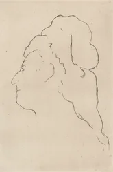 Eva Gonzales, profil snudd til venstre, 1870