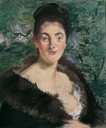 Dame i en pelsfrakk, ca. 1880.