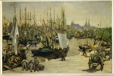 Bordeaux havn, Frankrike (olje på lerret)
