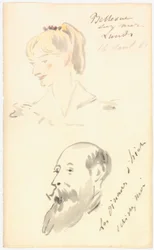Manet – Hode av en kvinne og hode av en skjeggete mann, 1880