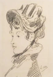 Portrett av Madame Jules Guillemet, ca. 1880 (svart kritt)