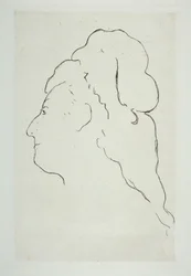 Profilen til Eva Gonzales vendt mot venstre, ca. 1870.