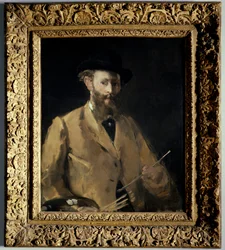 Selvportrett med palett Maleri av Edouard Manet (1832-1883) 1879 Privat samling