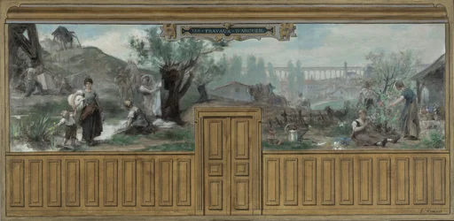 Skisse for rådhuset i Arcueil-Cachan: Arbeidene i Arcueil, mellom 1887 og 1888 (olje på lerret)