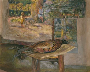 Interiør med malerier og en fasan, 1928 (tempera og pastell på lerret)