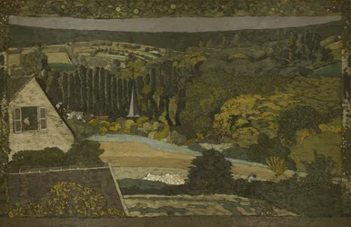 Landskap: Vindu med utsikt over skogen, 1899