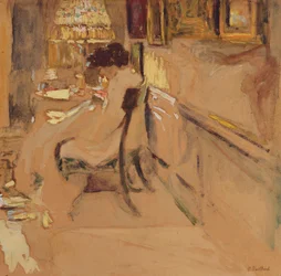Madam Hessel Sy under lampen, ca. 1905