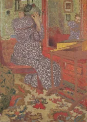 Madame Vuillard arrangerer håret sitt, 1900 (brett)