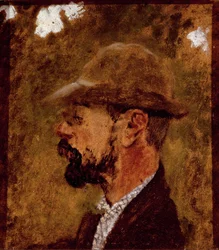 Portrett av maleren Henri de Toulouse Lautrec etter profil (olje på lerret)