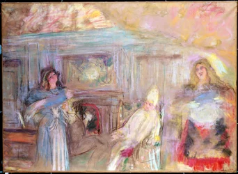 Fremføring av stykket «Den innbilte syke» av Jean Baptiste Poquelin, kjent som Molière (1622–1673). Maleri av Edouard Vuillard (1868–1940). Privat samling.