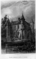 Clair-myr (Clair-Marais eller Clairmarais) nær Saint Omer (Saint Omer), Pas-de-Calais, Nord-Pas-de-Calais-regionen (Nord Pas de Calais), Frankrike. Gravering av Willmann i "Ancient and Modern France"" av Jean-Bernard Mary-Lafon (Jean Bernard Mary Lafon)