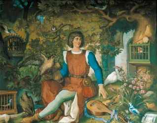 Portrett av Walther von der Vogelweide, fra Tannhauser Saga (olje på lerret)