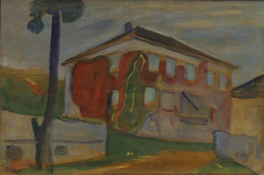 Hus med Red Virginia Creeper, ca. 1900 (olje om bord)