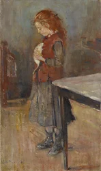 Rødhåret jente med hvit rotte, 1886