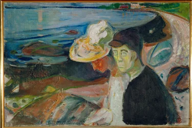 To personer på stranden (maleri på lerret)