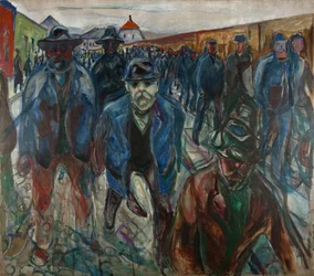 Arbeidere på vei hjem par Munch, Edvard (1863-1944). Olje på lerret, størrelse: 227x201