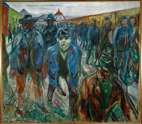 Arbeidere på vei hjem (maleri på lerret)
