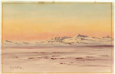 Antarktis kystscene, 1901-04 (wc på papir)