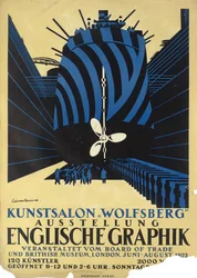 Tysk plakat for en utstilling av engelsk grafikk for Board of Trade og British Museum