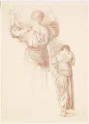 Kvinne - Drapery Studies, Studies of female Drapery seen from the back