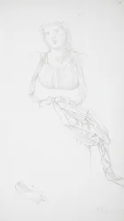 Studie av kvinnelig torso og draperi
