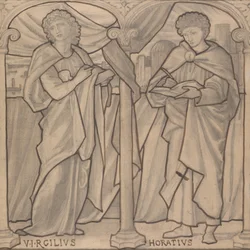 Forberedende design for et glassmaleri, Virgil og Horace