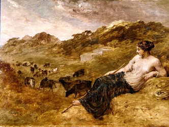 Cyrene og storfe (olje på lerret)