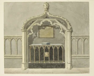 Monument til Mary Grosett i Bristol Cathedral (blyant og akvarell på papir)