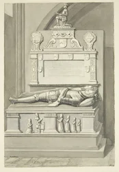 Monument til Sir Henry Newton, og Lady Newton, i Bristol Cathedral (blyant og akvarell på papir)