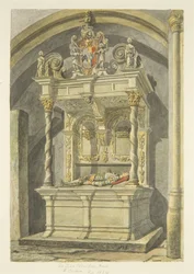 Monument til Sir John Newton, Bart., i Bristol Cathedral (blyant og akvarell på papir)