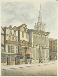 Old Council House, tatt ned 1824 (blyant og akvarell på papir)