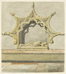 Tomb of Maurice, 7th Earl of Berkeley i Bristol Cathedral (blyant og akvarell på papir)