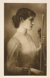 Et portrett.Reproduksjon av maleriet av den prerafaelittiske kunstneren Edward Burne-Jones.
