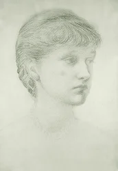 Portrett av Madeleine Wyndham (grønt kritt på papir)