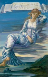 «Stella Vespertina» Allegori om Nordstjernen (Venus) Maleri av Edward Burne-Jones (Burne Jones) (1833–1898) (prerafaelitt)