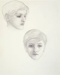 Studier av kunstnerens sønn, Philip, som ung gutt, ca. 1875, ca. 1875