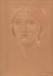 Studie av lederen til Margaret Burne-Jones for 