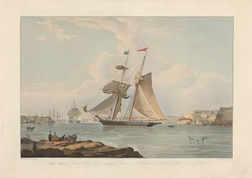 Mary, Joshua Collings, kaptein, på vei inn i havnen i La Valletta på øya Malta, 5. des. 1835