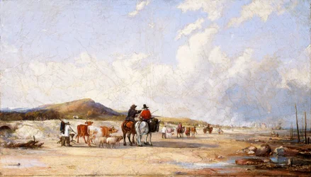 "Crossing the sands to Swansea market", ca 1850-tallet