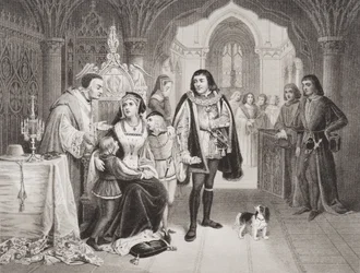 Sønnene til Edward IV skilte seg fra sin mor av Richard Duke of Gloucester, 16. juni 1483, fra 