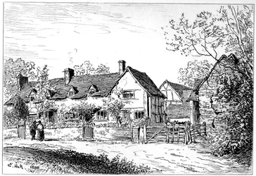 Mary Ardens hytte i Wilmcote, Warwickshire, 1885.