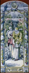 Spring, fra en serie med flispaneler, designet av Sir Edward Poynter og laget av Minton, Campbell and Company, for Dutch Kitchen, 1867-8 (keramikk)