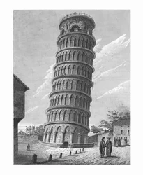 Det skjeve klokketårnet, i Pisa, c1824.