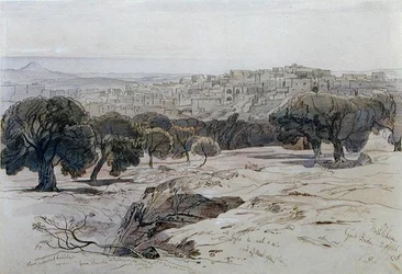 Betlehem - Langfredag 2. april 1858 (penn, blekk og akvarell på papir)
