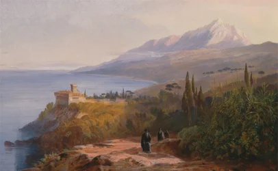 Athos-fjellet og klosteret Stavronikétes, 1857.