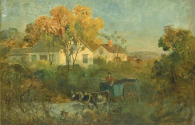 The Drinking Pool man in cart with oxen at pool, 1895.    1180426   no       norwegian Successfully Translated  Original: Man met ezel in een landschap Translat: Man met ezel in een landschap 1331569 no norwegian Successfully Translated Original: Veduta de