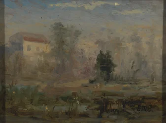 Uten tittel (landskap med hus i bakgrunnen)