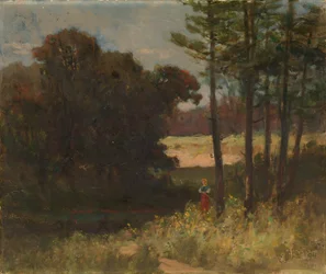 Uten tittel landskap med trær og kvinne, 1894.