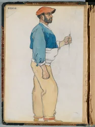 Skisse av en spansk mann, 1906 (wc og grafitt på papir)