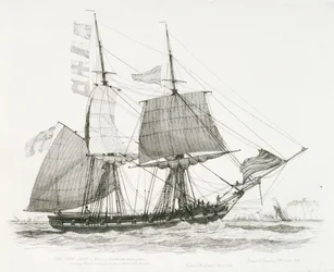 «Wolf» (1826), eller (1814), krigsbriggen, tidligere i Royal Navy, signaliserer og legger til for en los utenfor Dover